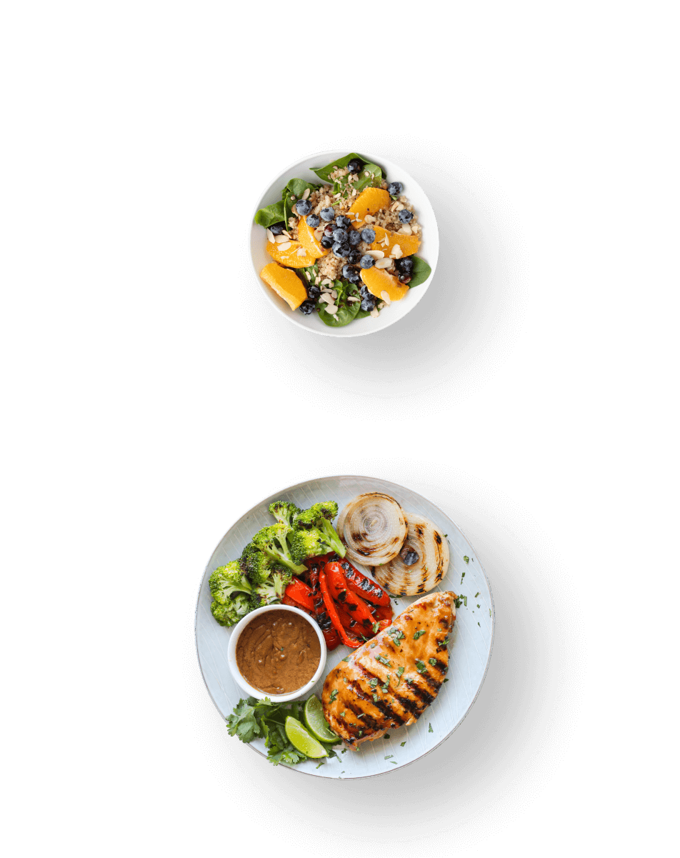 Two plates of dinner.